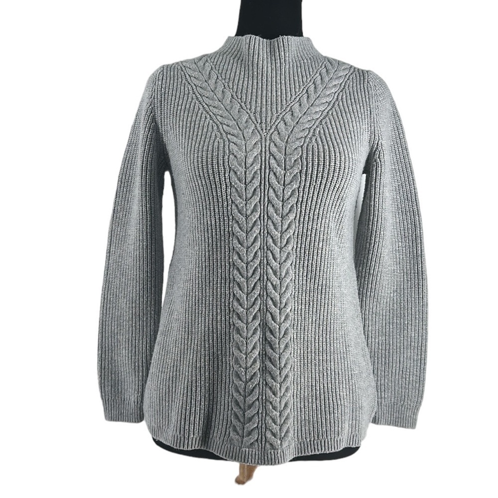 Talbots cable knit sweater wool blend warm cozy cabin cottage minimalist sz sm - Picture 4 of 8
